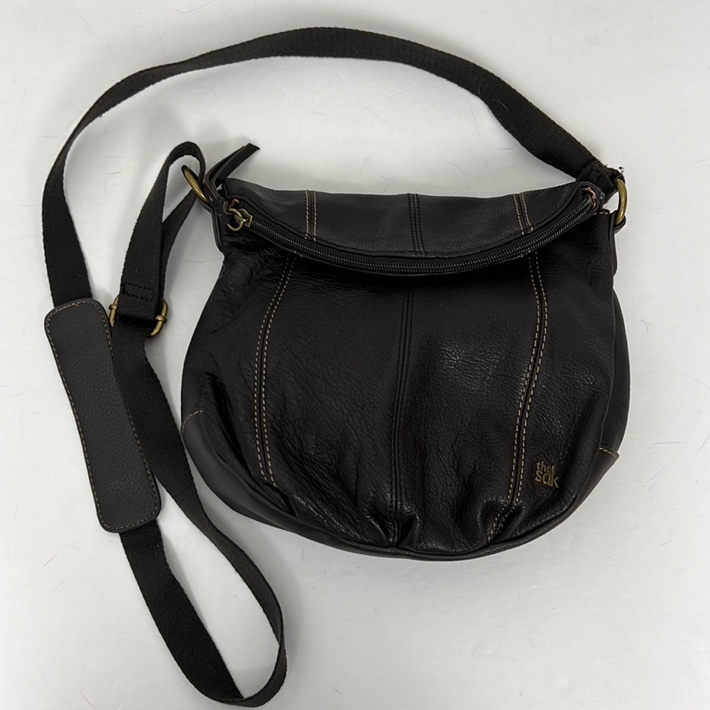 The Sak Leather Crossbody Satchel Boho Bohemian Purse Bag‎ Zip Brown Deena Flap